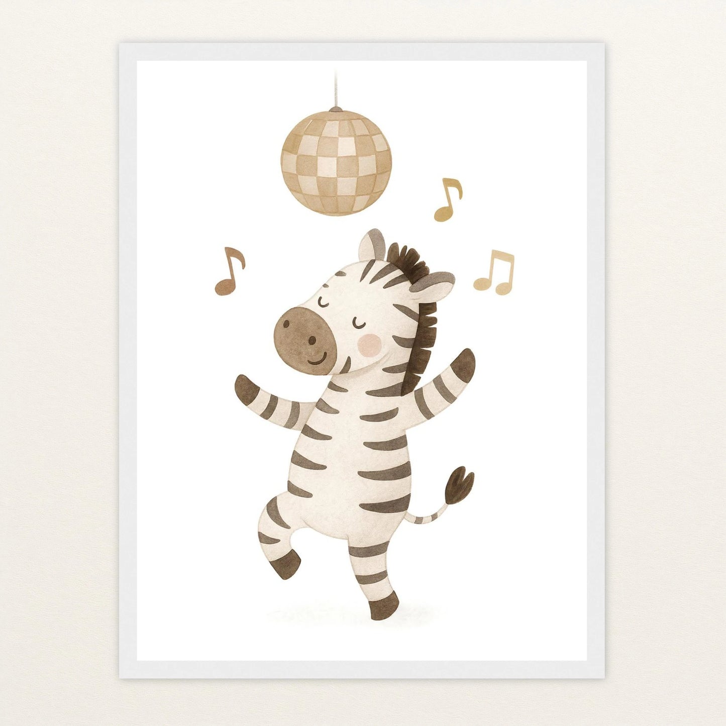 Zinni das Zebra - Motiv: "Tanzen" Poster mit Holzrahmen von tinylearner