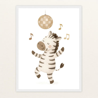 Zinni das Zebra - Motiv: "Tanzen" Poster mit Holzrahmen von tinylearner