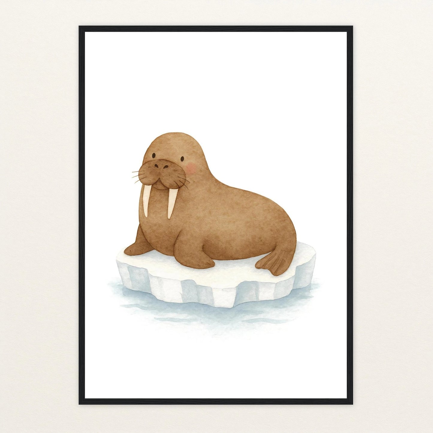 Wally das Walross Poster mit Holzrahmen von tinylearner