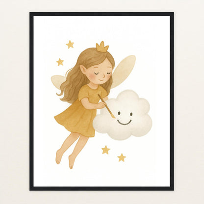 Fina die Fee - Motiv: "Wolke" Poster mit Holzrahmen von tinylearner