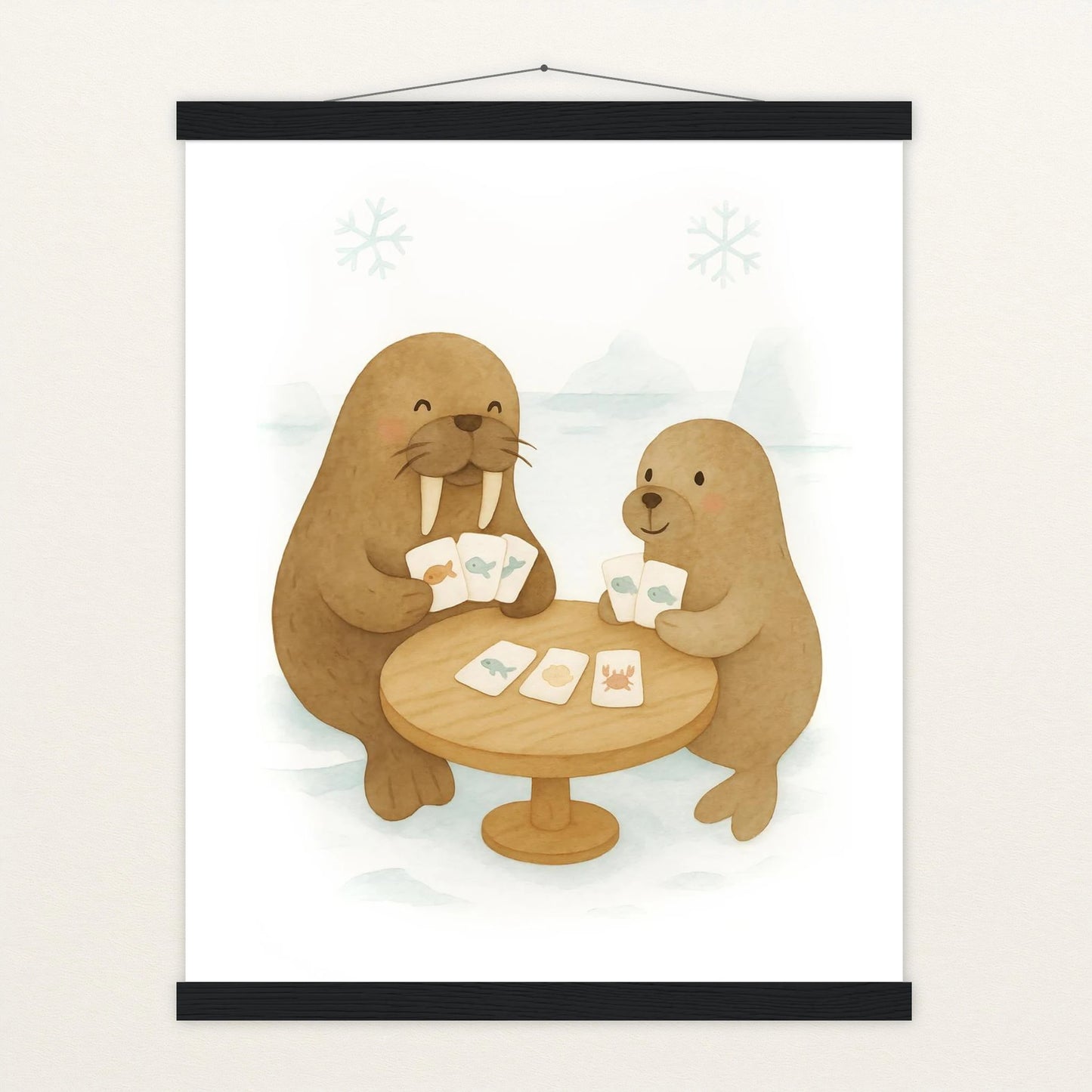 Wally das Walross - Motiv: "Kartenspiel" Poster mit Leisten von tinylearner