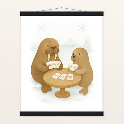 Wally das Walross - Motiv: "Kartenspiel" Poster mit Leisten von tinylearner