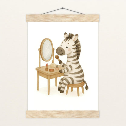 Zinni das Zebra - Motiv: "Schminken" Poster mit Leisten von tinylearner
