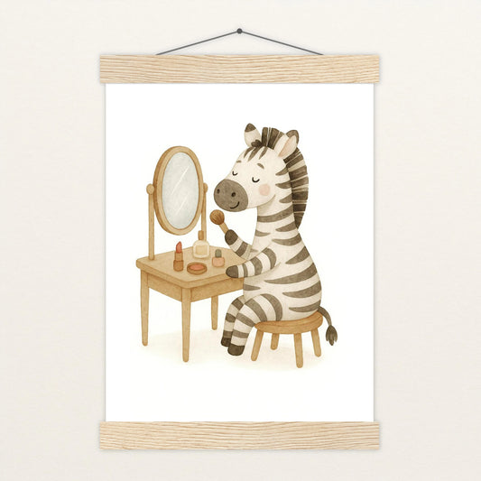 Zinni das Zebra - Motiv: "Schminken" Poster mit Leisten von tinylearner