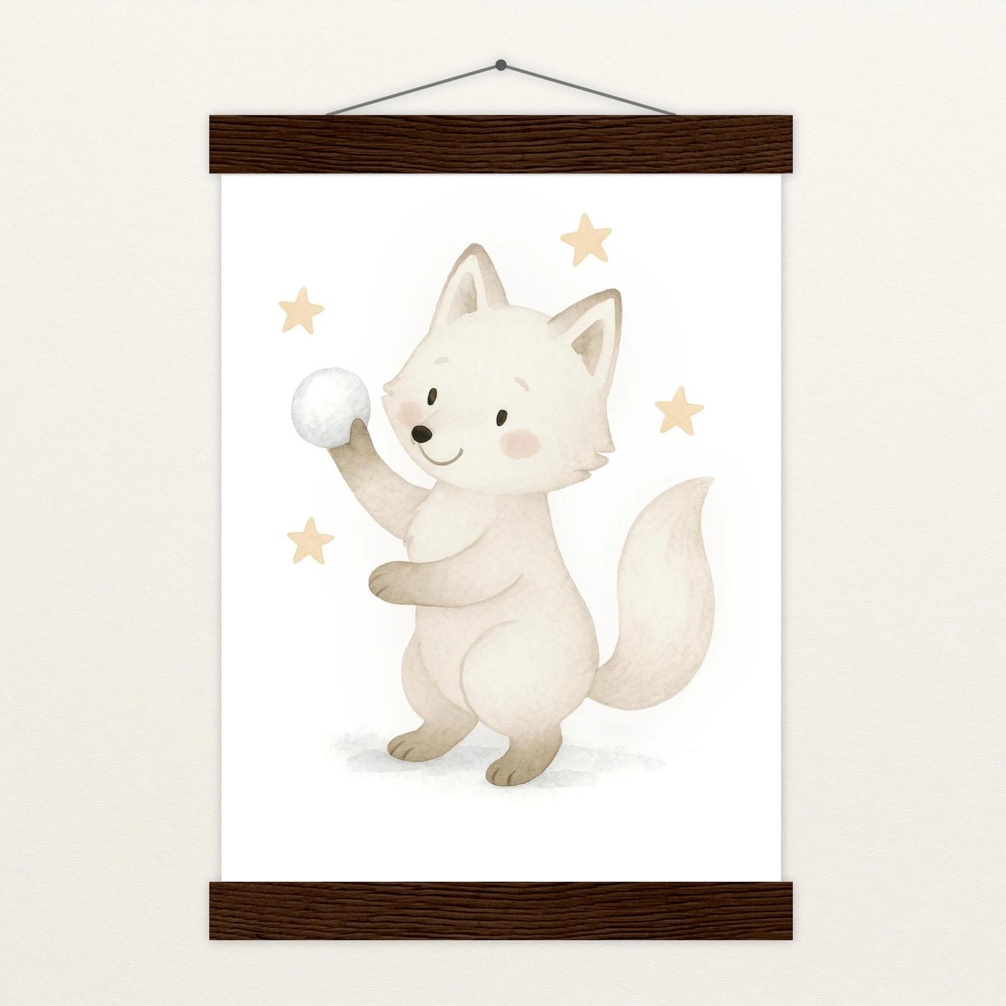 Pino der Polarfuchs - Motiv: "Schneeball" Poster mit Leisten von tinylearner