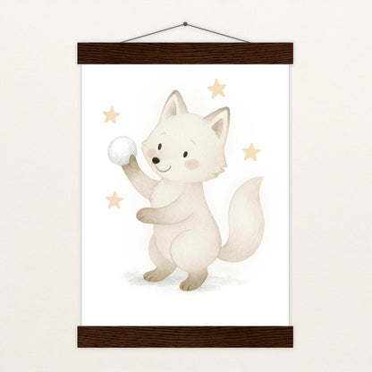 Pino der Polarfuchs - Motiv: "Schneeball" Poster mit Leisten von tinylearner