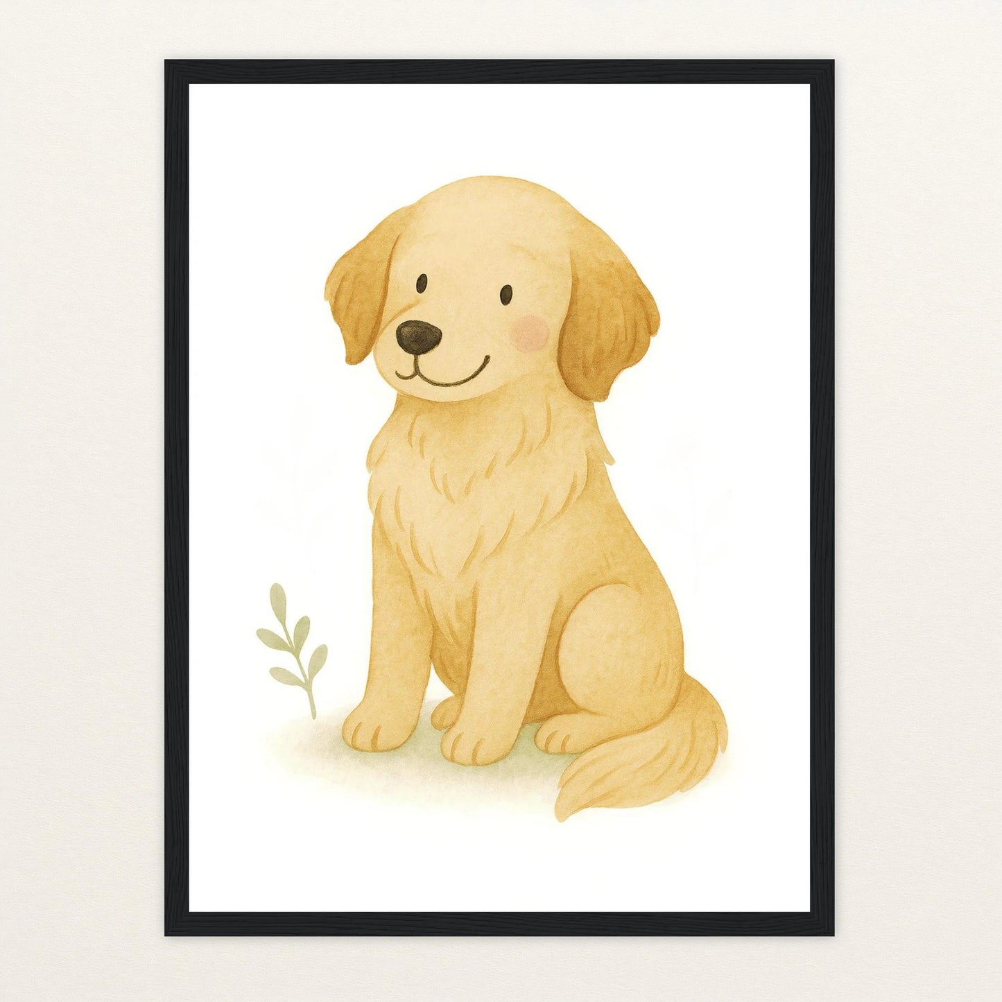 Hugo der Hund Poster mit Holzrahmen von tinylearner