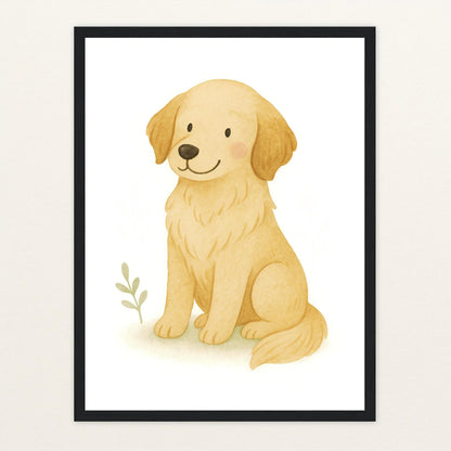 Hugo der Hund Poster mit Holzrahmen von tinylearner