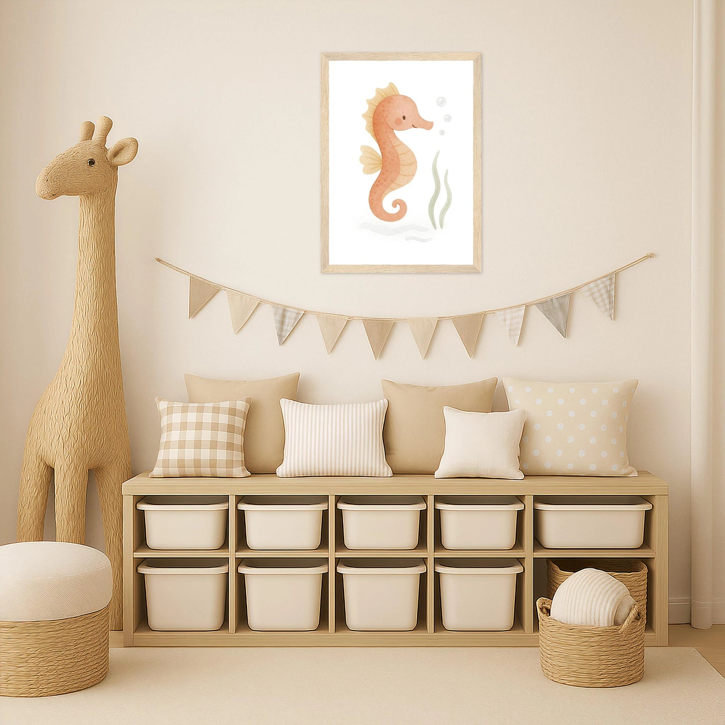 Suri das Seepferdchen Poster mit Holzrahmen von tinylearner