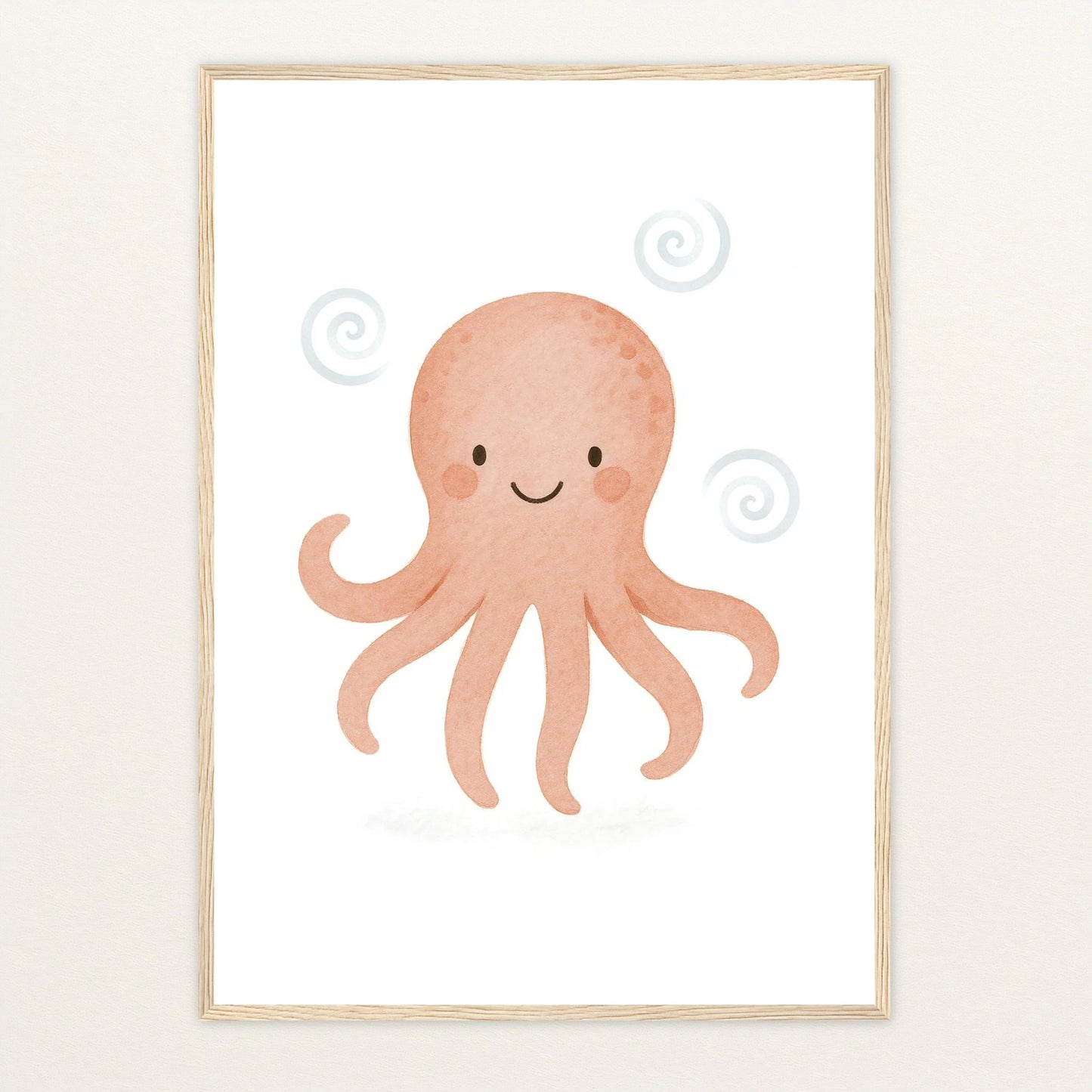 Tilli der Tintenfisch Poster mit Holzrahmen von tinylearner