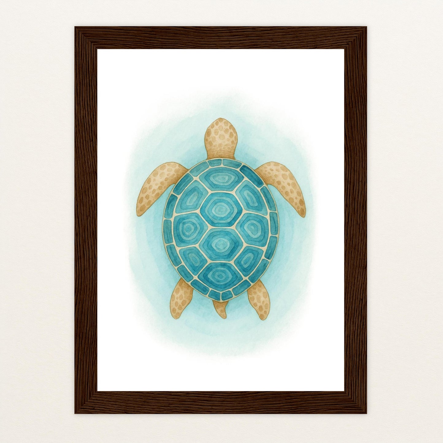 Sora die Schildkröte - Motiv: "Treiben" Poster mit Holzrahmen von tinylearner