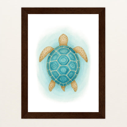 Sora die Schildkröte - Motiv: "Treiben" Poster mit Holzrahmen von tinylearner