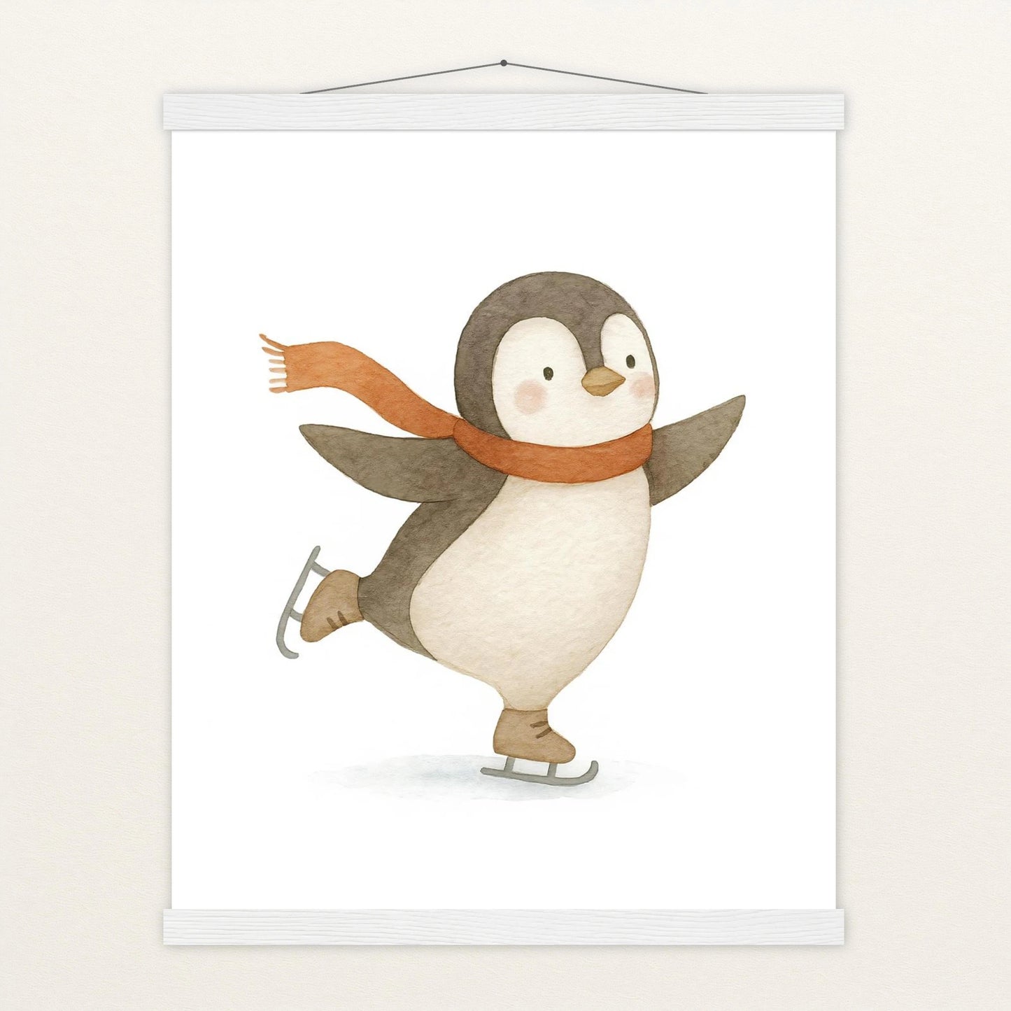 Pia der Pinguin - Motiv: "Eislaufen" Poster mit Leisten von tinylearner