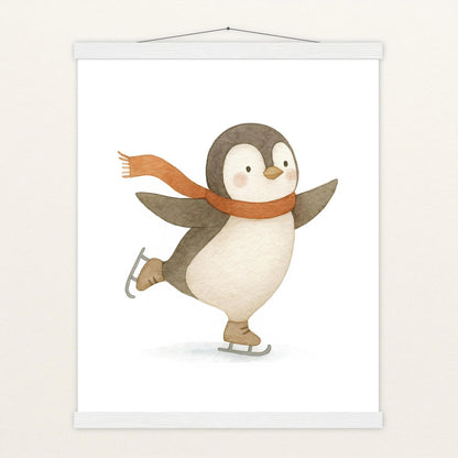 Pia der Pinguin - Motiv: "Eislaufen" Poster mit Leisten von tinylearner