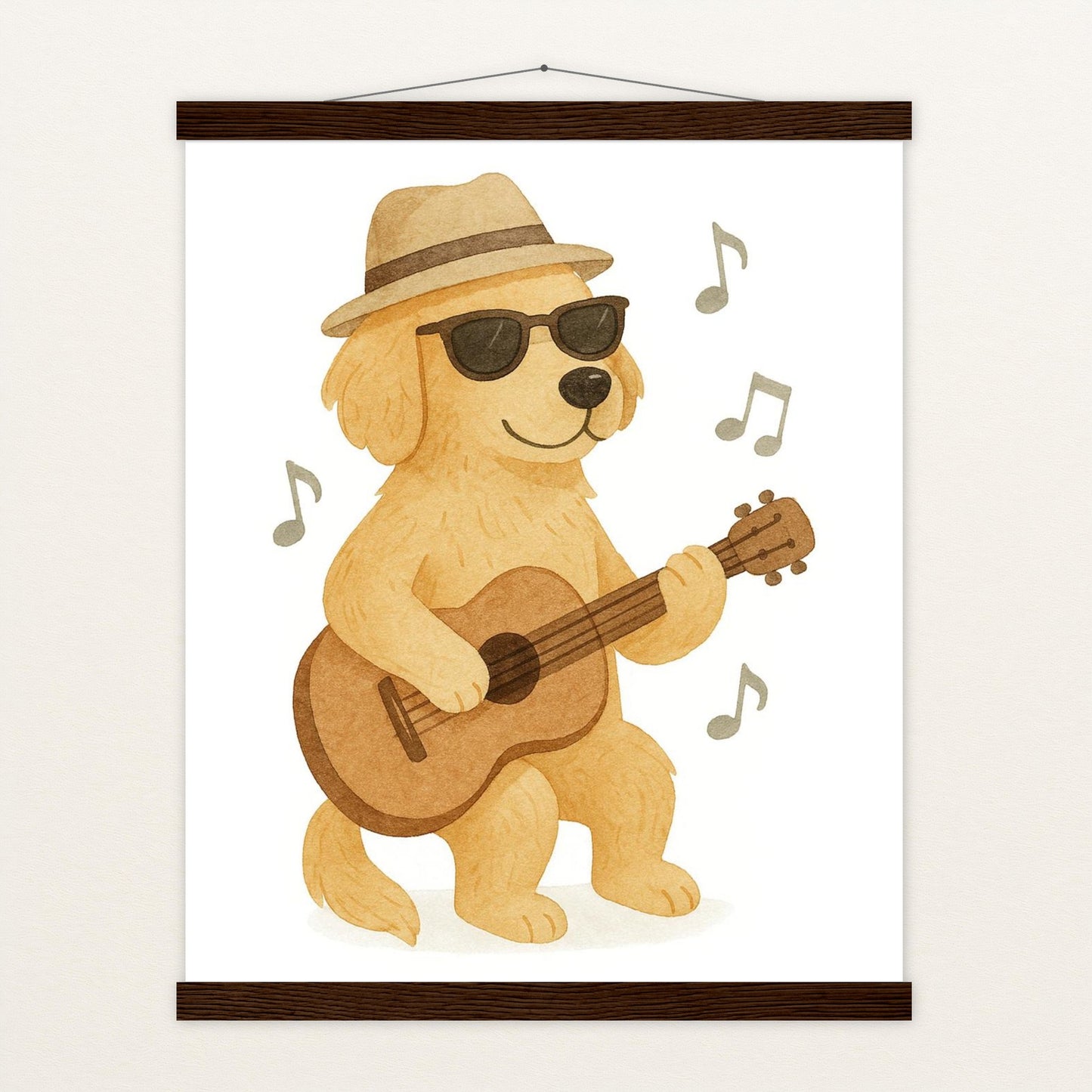 Hugo der Hund - Motiv: "Gitarre" Poster mit Leisten von tinylearner