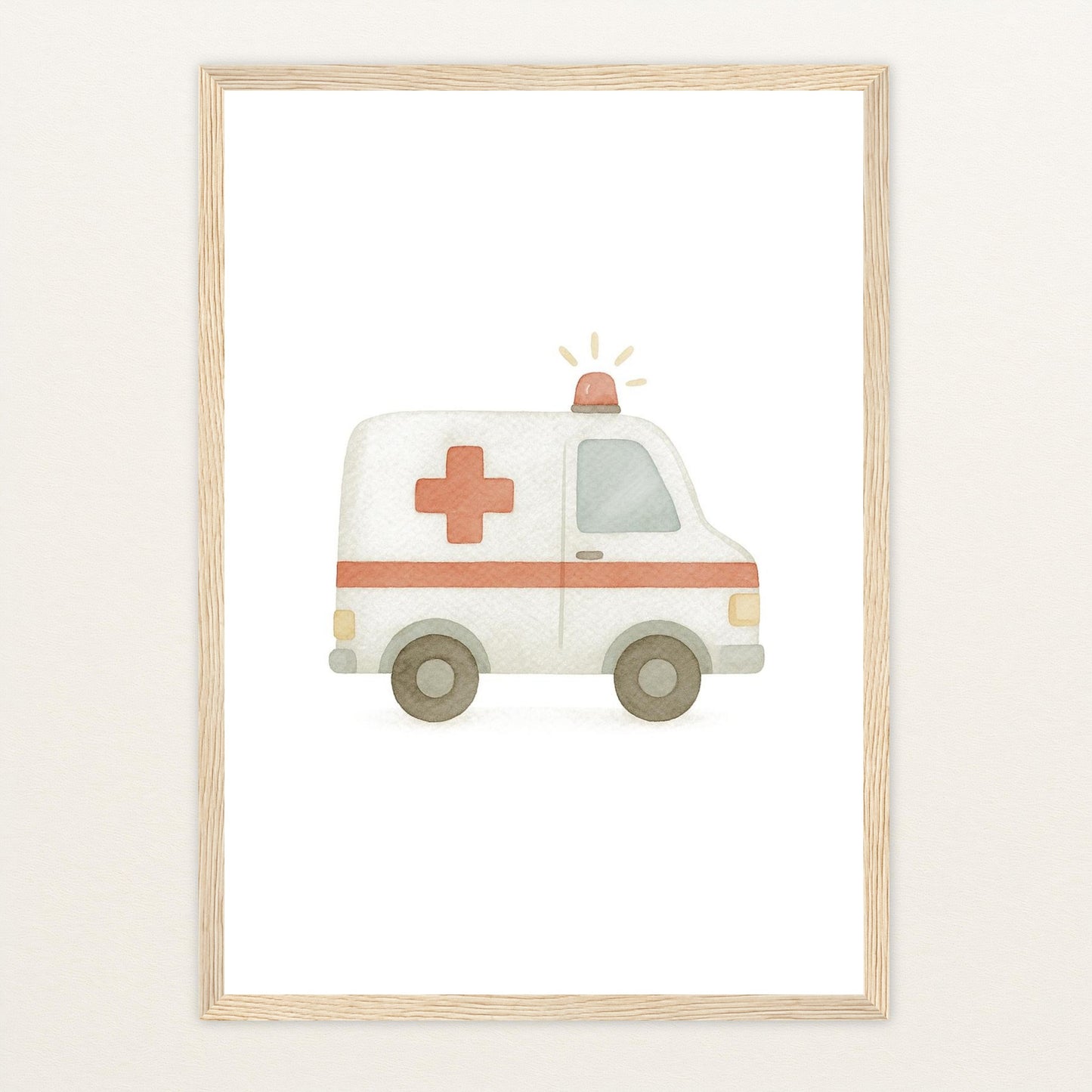 Krankenwagen Poster mit Holzrahmen von tinylearner