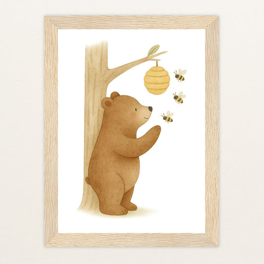 Balu der Bär - Motiv: "Bienenstock" Poster mit Holzrahmen von tinylearner