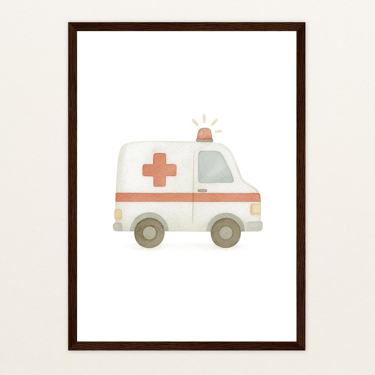 Krankenwagen Poster mit Holzrahmen von tinylearner