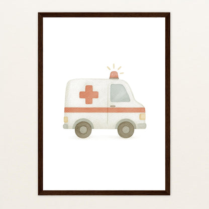 Krankenwagen Poster mit Holzrahmen von tinylearner