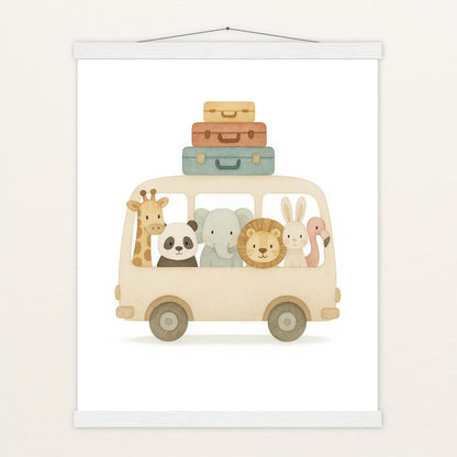 Tierfreunde - Motiv: "Reisebus" Poster mit Leisten von tinylearner
