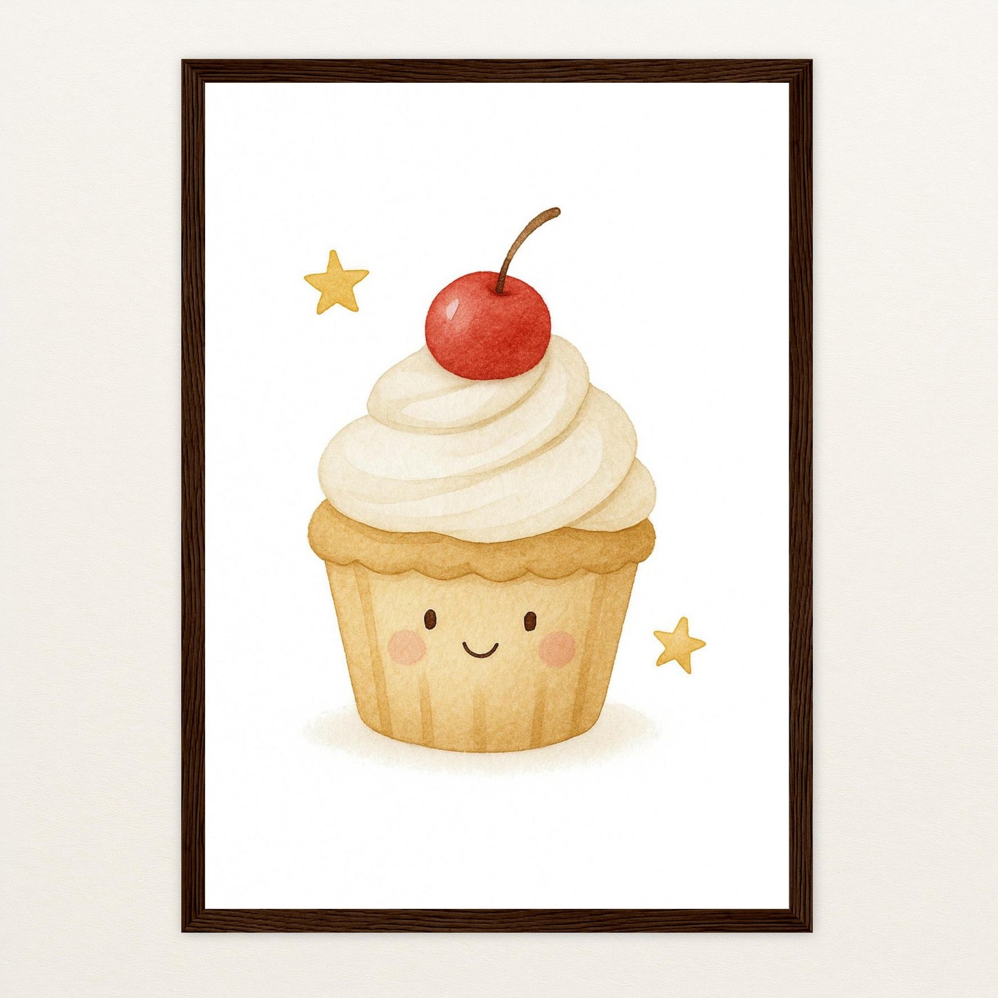 Süßes: Cupcake Poster mit Holzrahmen von tinylearner