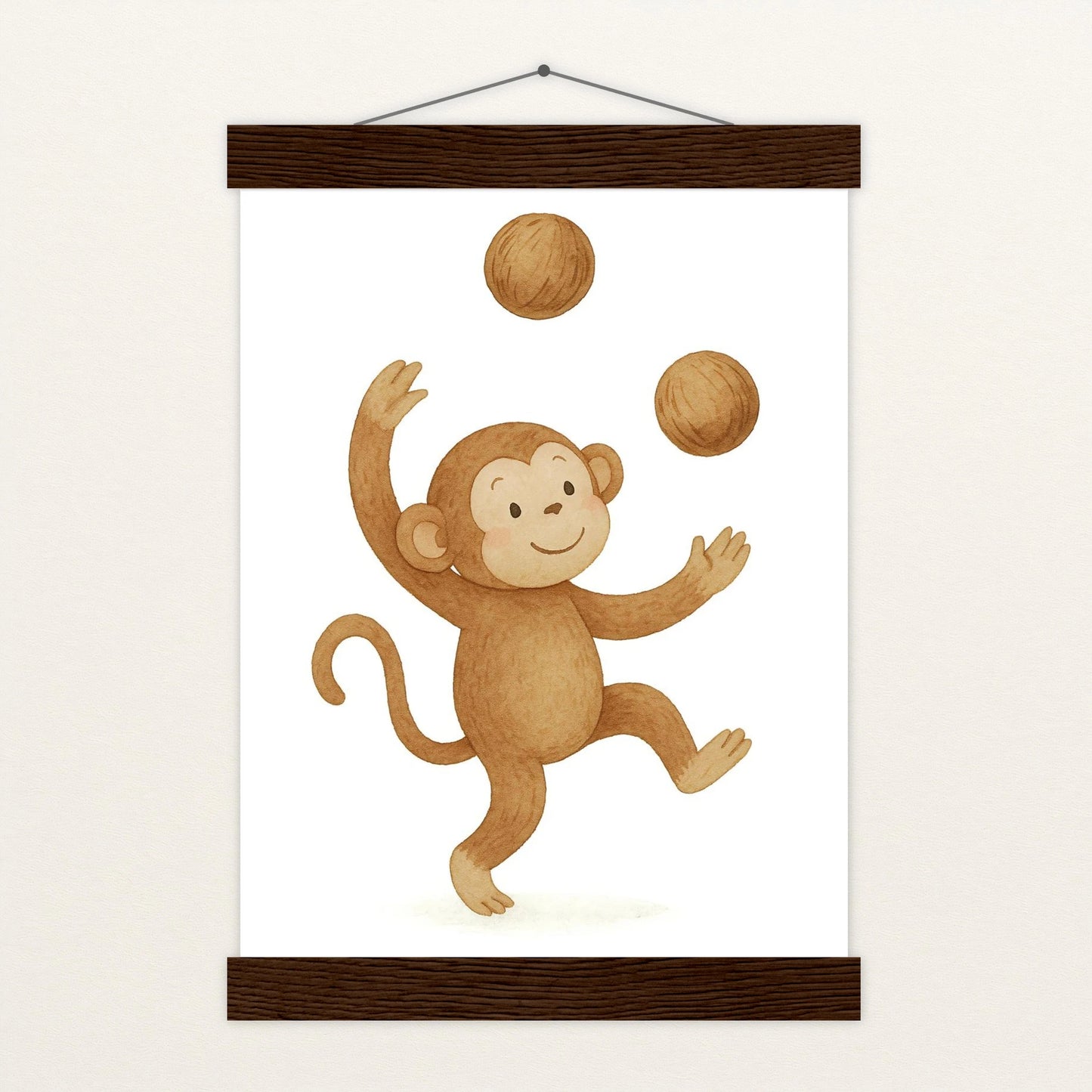 Aki der Affe - Motiv: "Kokosnuss" Poster mit Leisten von tinylearner