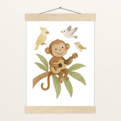 Aki der Affe - Motiv: "Ukulele" Poster mit Leisten von tinylearner