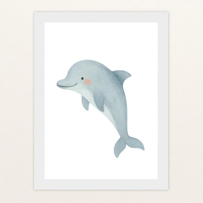 Dora der Delfin Poster mit Holzrahmen von tinylearner