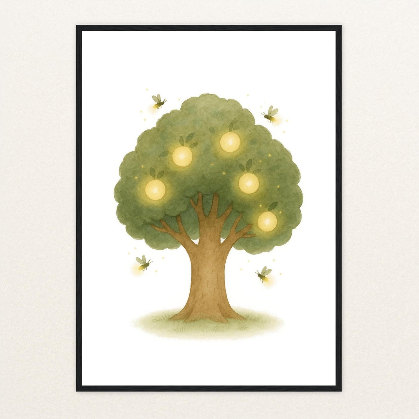 Leuchtbaum Poster mit Holzrahmen von tinylearner