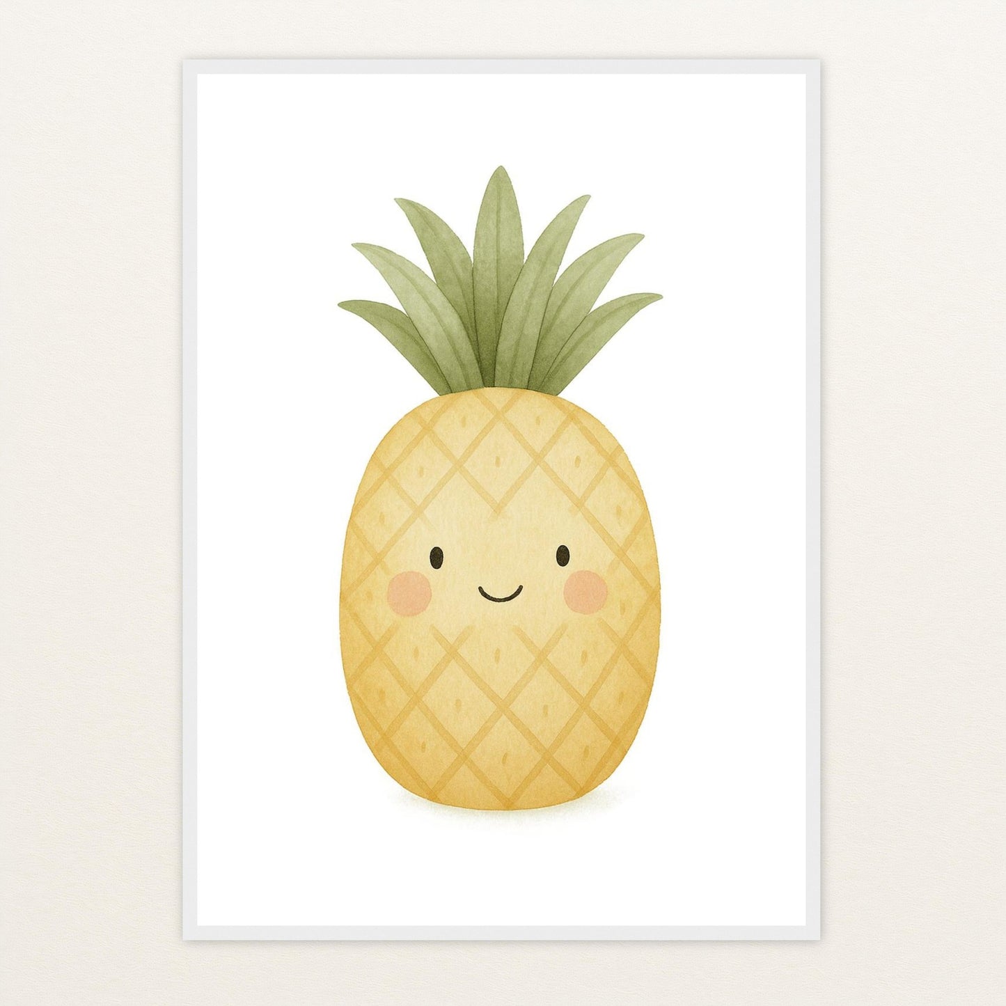 Obst: Ananas Poster mit Holzrahmen von tinylearner