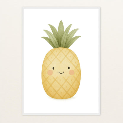 Obst: Ananas Poster mit Holzrahmen von tinylearner