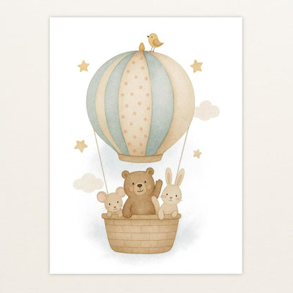 Tierfreunde - Motiv: "Heißluftballon" Poster von tinylearner