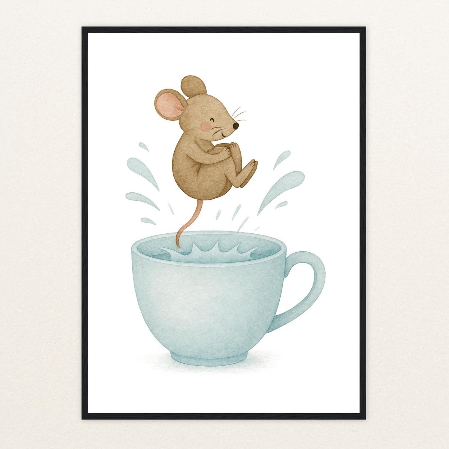 Mimi die Maus - Motiv: "Pool" Poster mit Holzrahmen von tinylearner