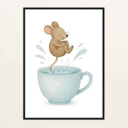 Mimi die Maus - Motiv: "Pool" Poster mit Holzrahmen von tinylearner