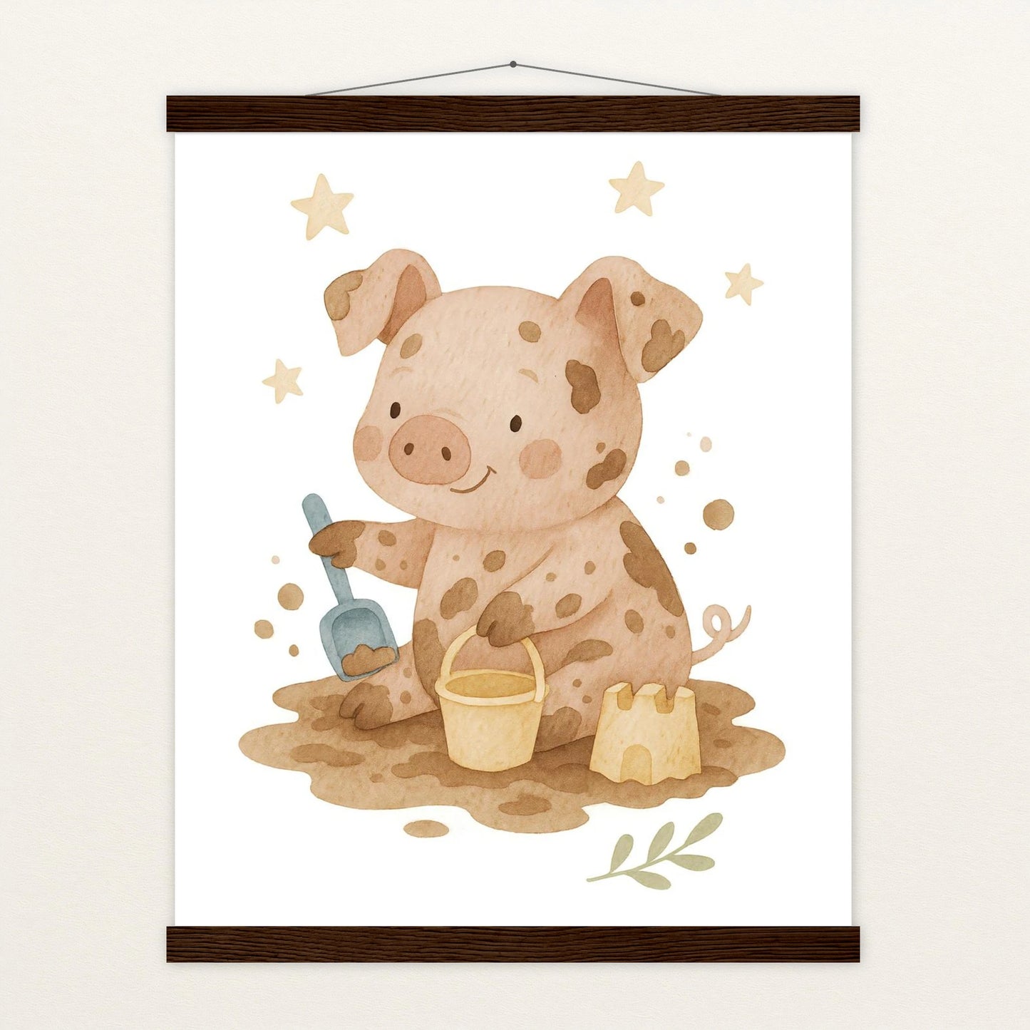 Susi das Schwein - Motiv: "Sandkasten" Poster mit Leisten von tinylearner