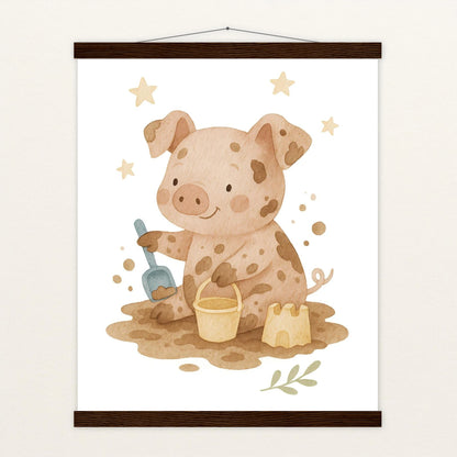 Susi das Schwein - Motiv: "Sandkasten" Poster mit Leisten von tinylearner