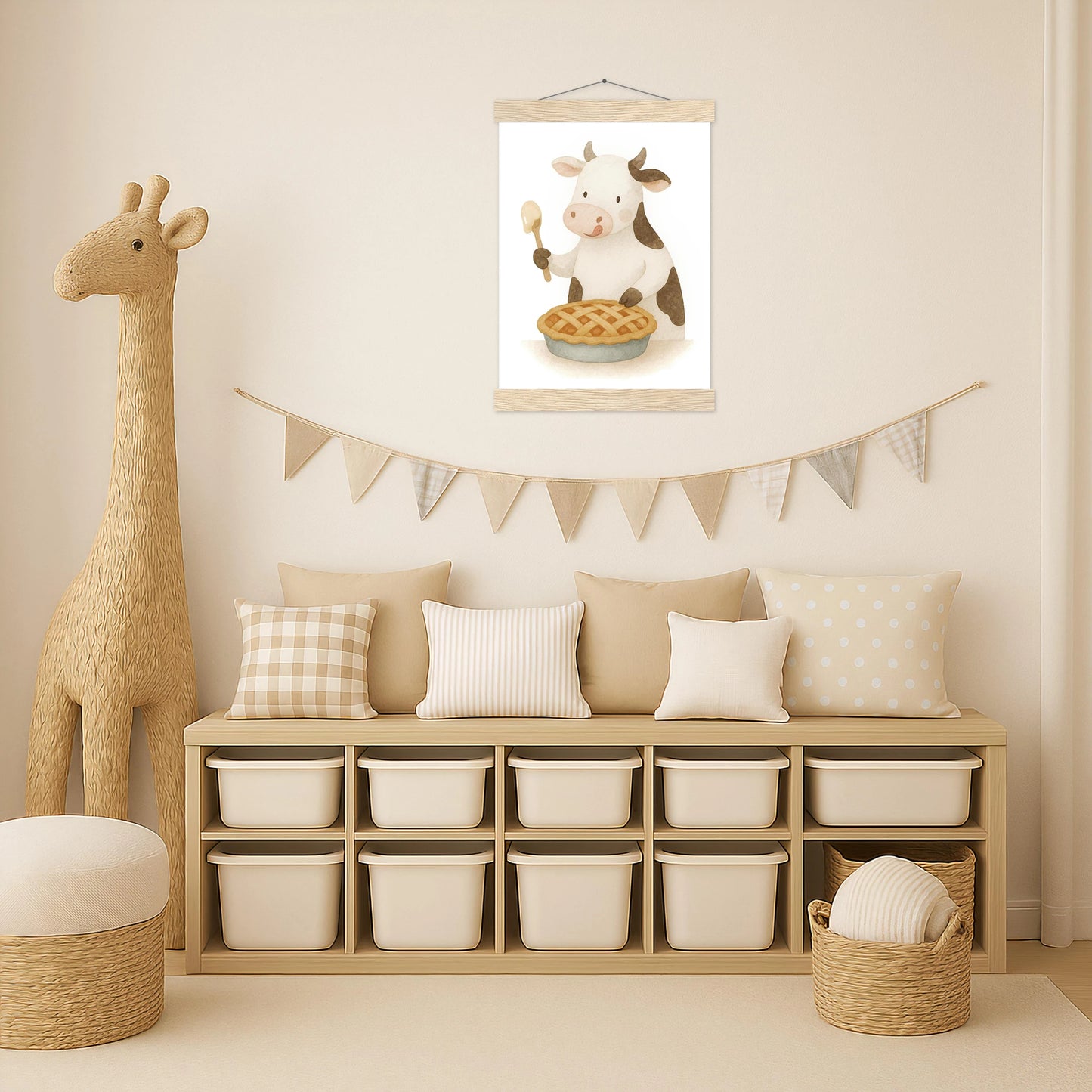 Klara die Kuh - Motiv: "Kuchen" Poster mit Leisten von tinylearner