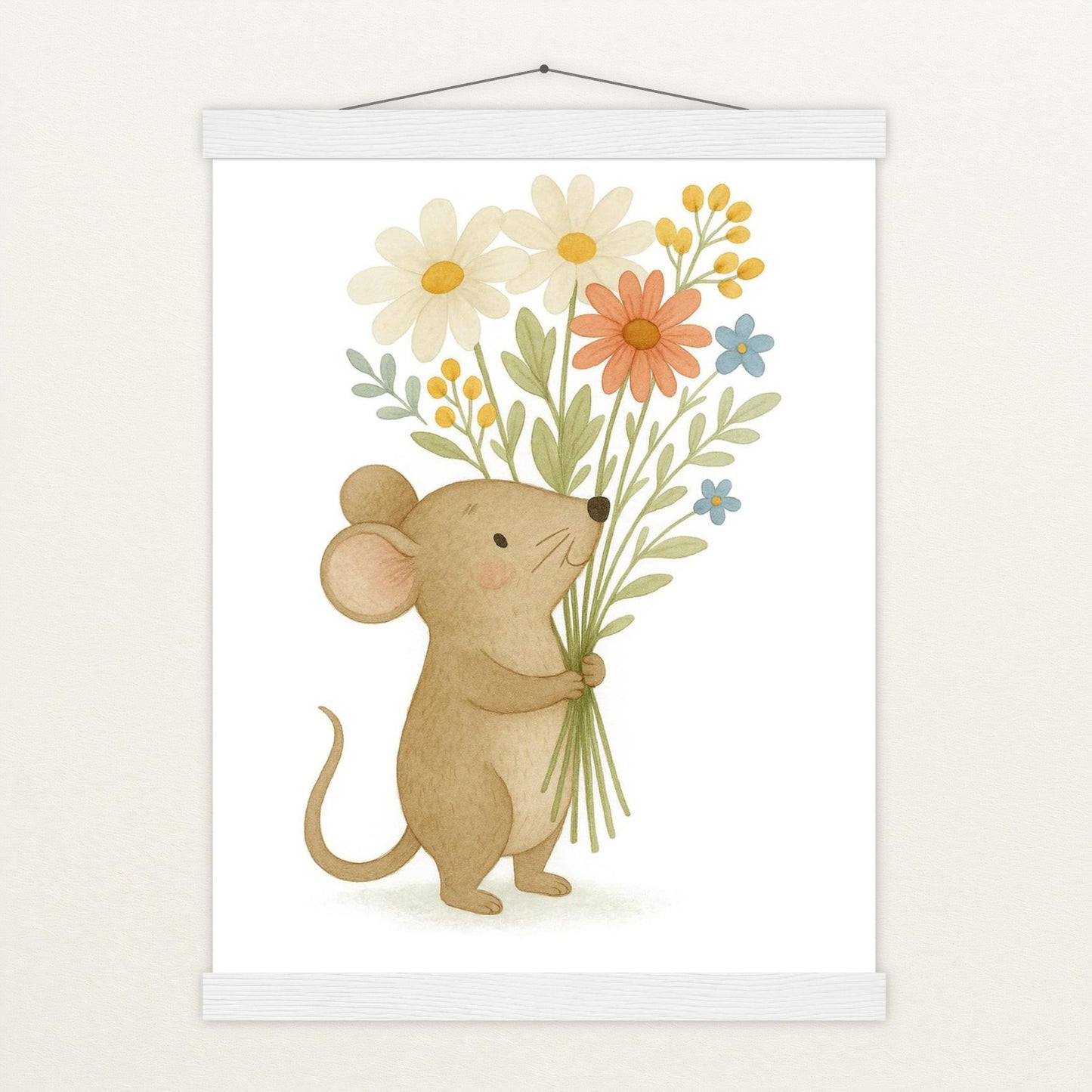 Mimi die Maus - Motiv: "Blumenstrauß" Poster mit Leisten von tinylearner