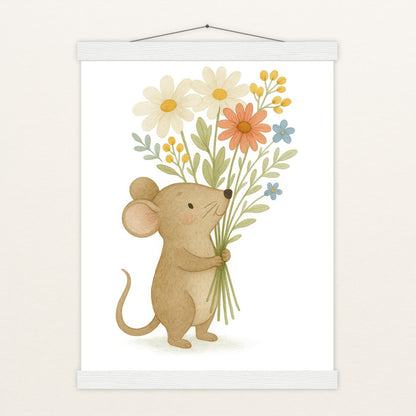Mimi die Maus - Motiv: "Blumenstrauß" Poster mit Leisten von tinylearner