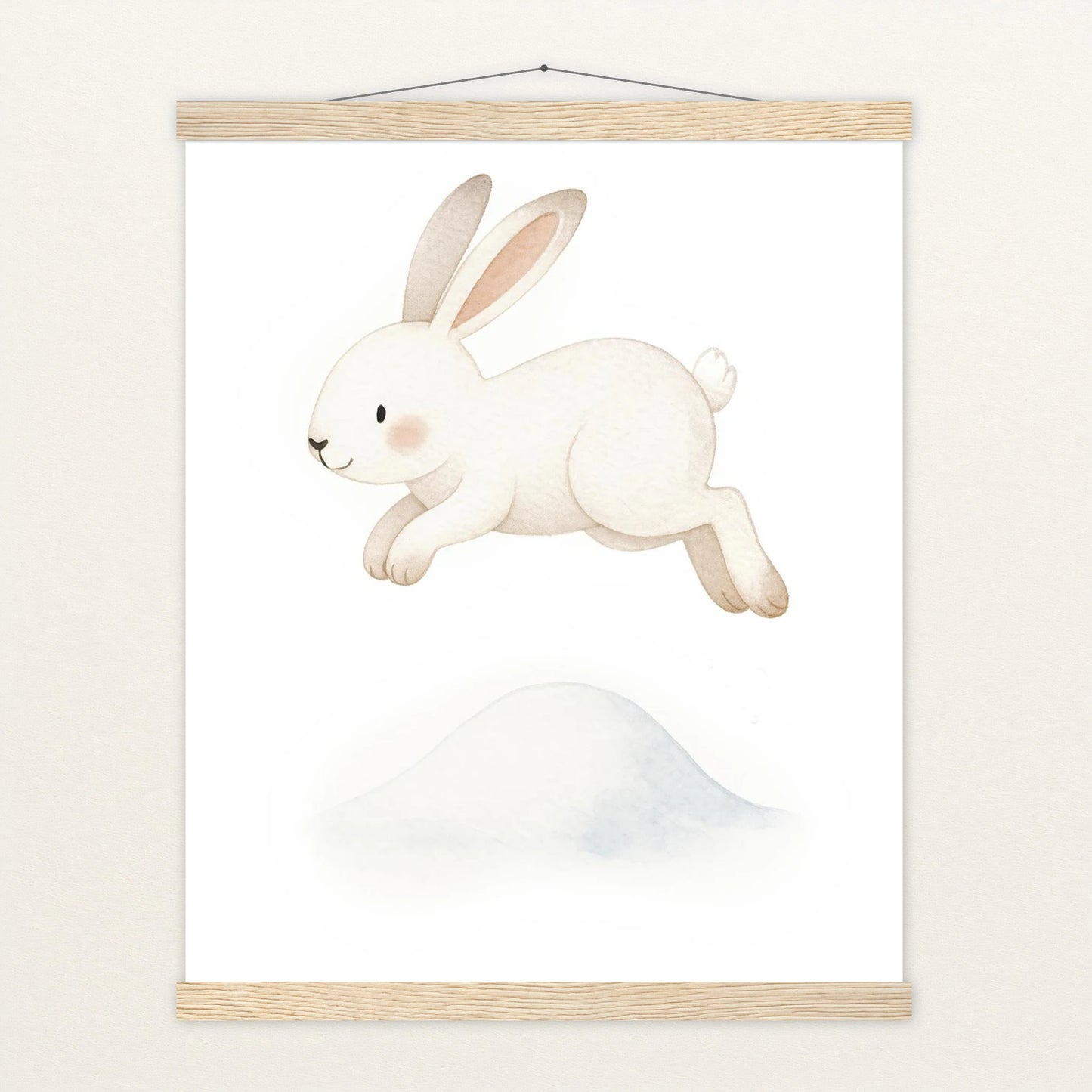 Sina der Schneehase - Motiv: "Schneehügel" Poster mit Leisten von tinylearner