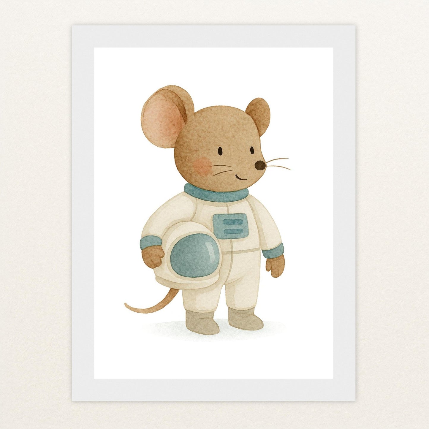 Mimi die Maus - Motiv: "Astronaut" Poster mit Holzrahmen von tinylearner