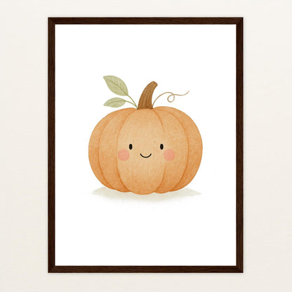 Gemüse: Kürbis Poster mit Holzrahmen von tinylearner