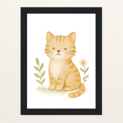 Kira die Katze Poster mit Holzrahmen von tinylearner