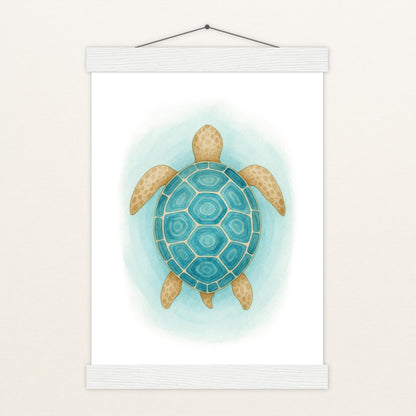 Sora die Schildkröte - Motiv: "Treiben" Poster mit Leisten von tinylearner