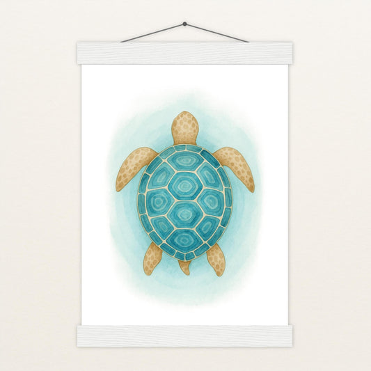 Sora die Schildkröte - Motiv: "Treiben" Poster mit Leisten von tinylearner