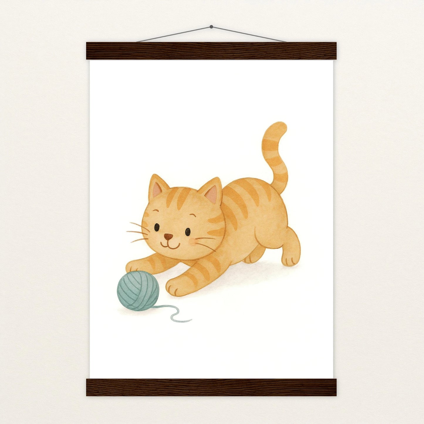 Kira die Katze - Motiv: "Wolle" Poster mit Leisten von tinylearner