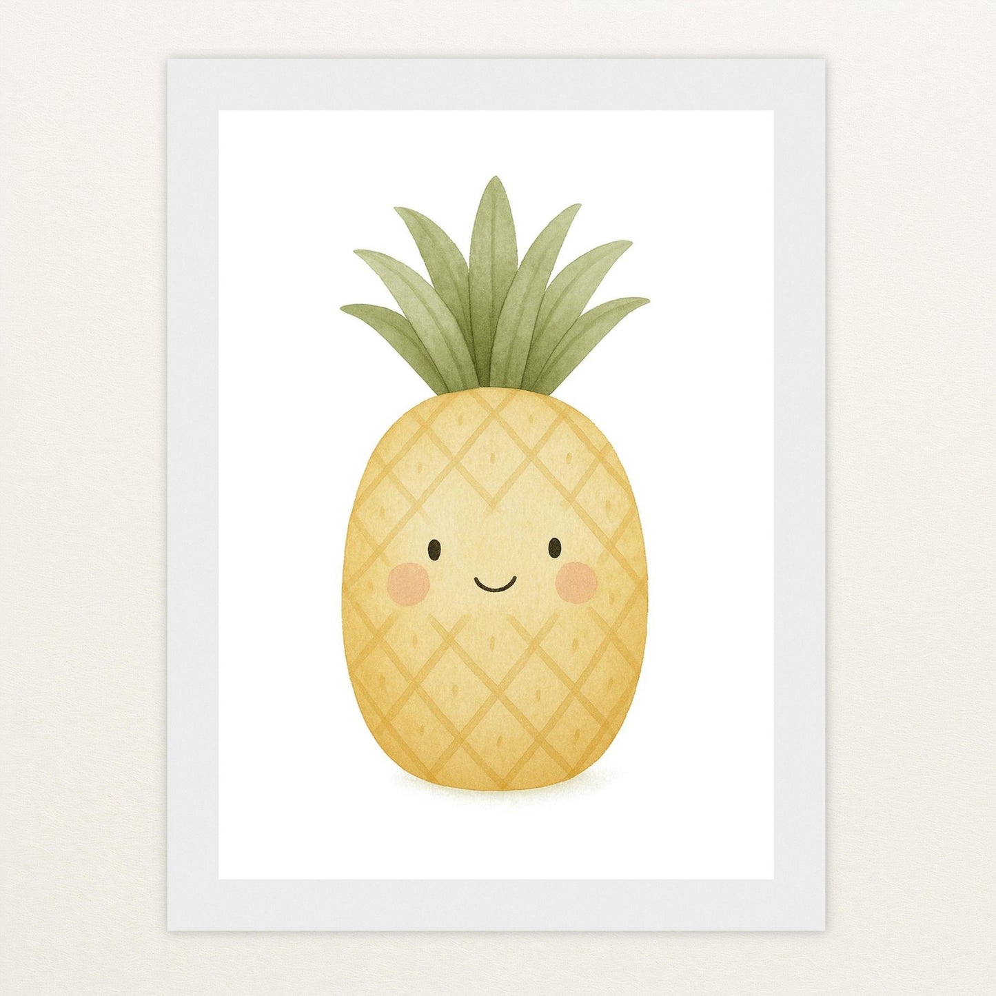 Obst: Ananas Poster mit Holzrahmen von tinylearner