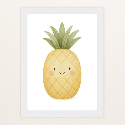 Obst: Ananas Poster mit Holzrahmen von tinylearner