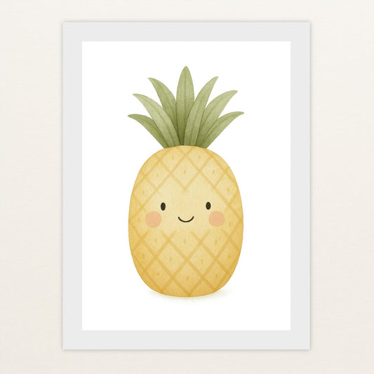 Obst: Ananas Poster mit Holzrahmen von tinylearner