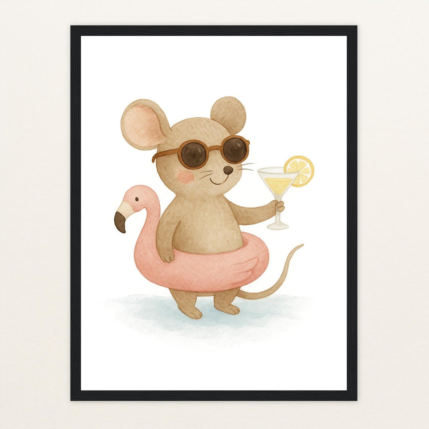 Mimi die Maus - Motiv: "Pooltag" Poster mit Holzrahmen von tinylearner